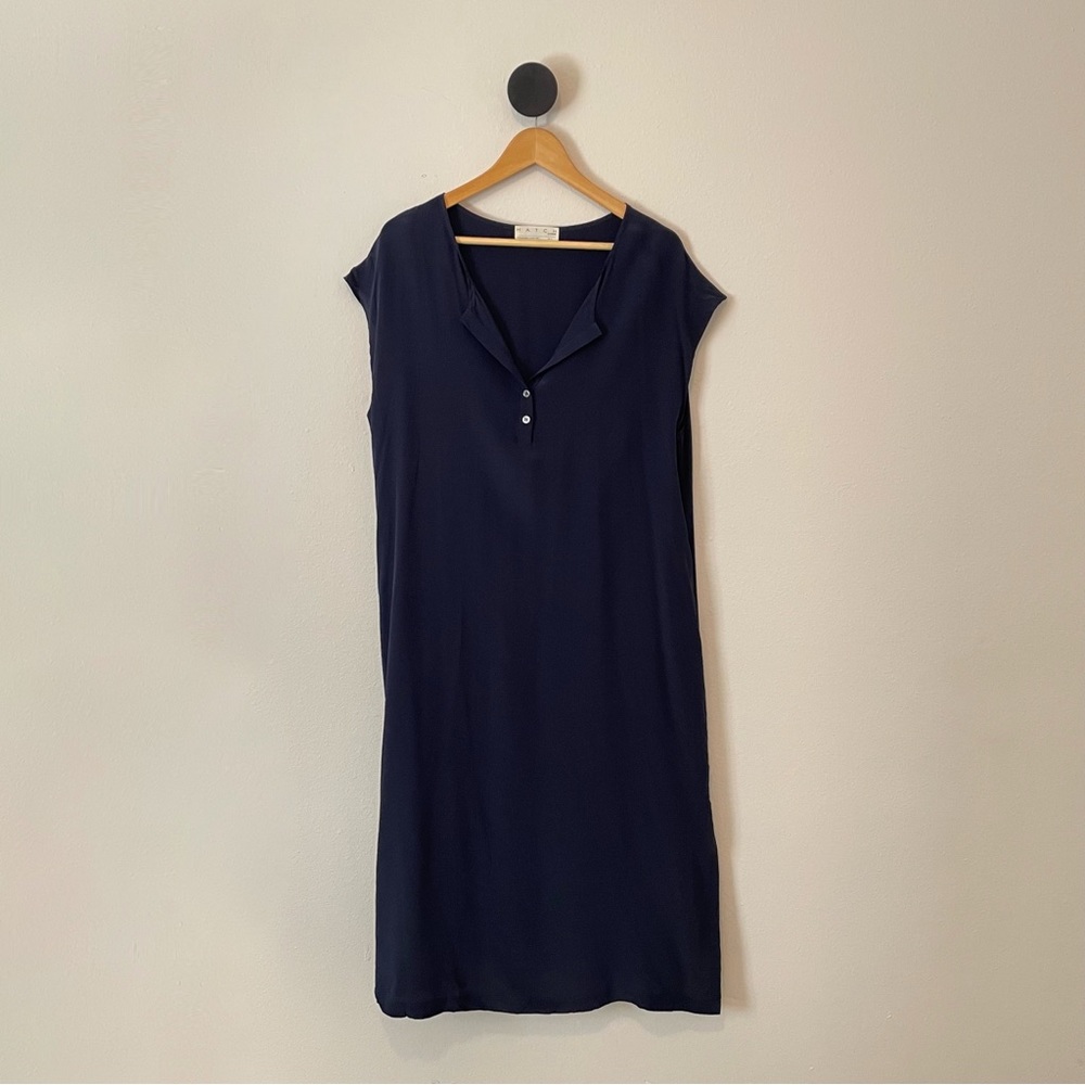 Hatch Dark Blue Silk Dress Size 2 US Medium